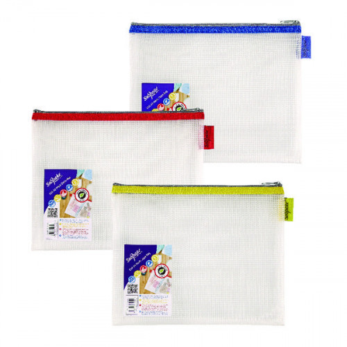Snopake EVA Mesh Zippa-Bag 205 x 255mm Assorted (Pack of 3) 15818