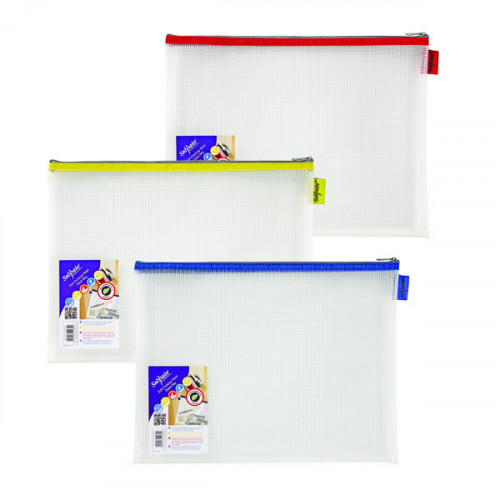 Snopake EVA Mesh Zippa-Bag 275 x 360mm Assorted (Pack of 3) 15819