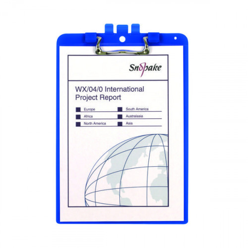 SNOPAKE CLPB WITH PEN HLDR A4 BLUE