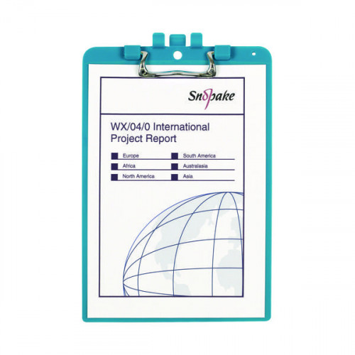 Snopake Clipboard with Pen Holder A4 Turquoise 15887