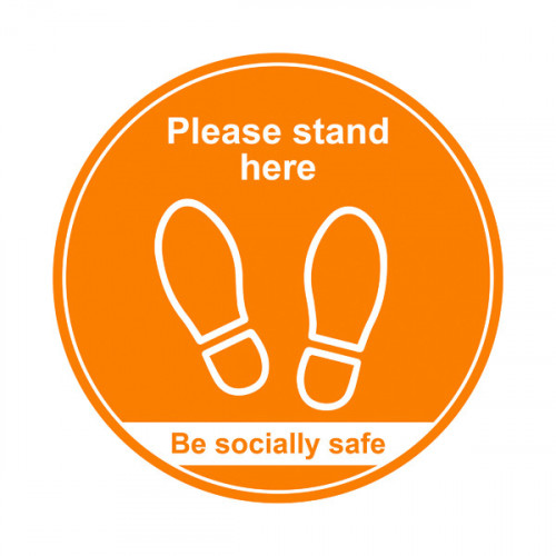 400mm Floor Graphic Please Stand Here Amber STP008