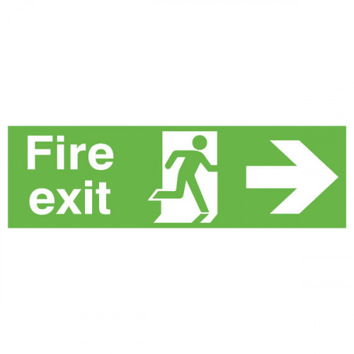 Safety Sign Niteglo Fire Exit Running Man Arrow Right 150x450mm PVC FX04411M