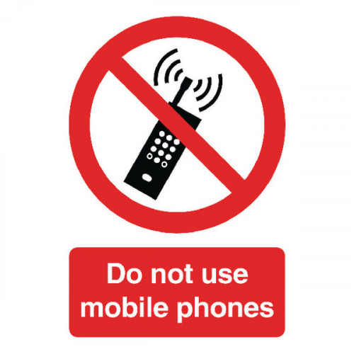Safety Sign Do Not Use Mobile Phones A5 Self-Adhesive PH01051S