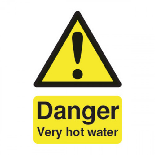 Safety Sign Danger Very Hot Water 75x50mm PVC HA17343R