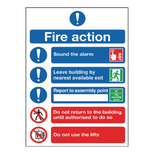 Safety Sign Fire Action Symbol A5 FR099A5