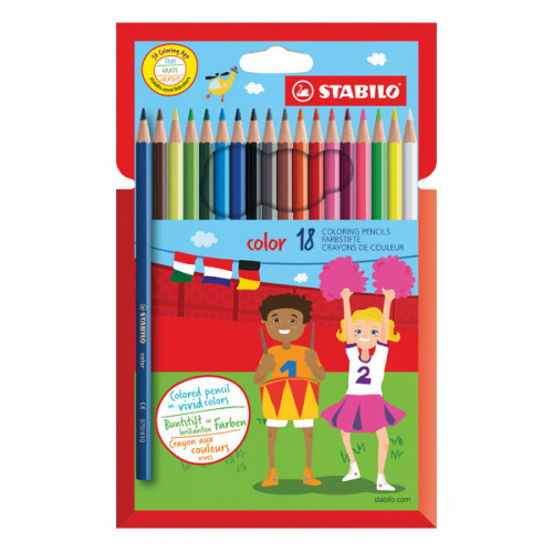 Stabilo Color 18 Premium Colouring Pencils with Hexagonal Barrel Assorted (Pack of 6) 1918/77-01