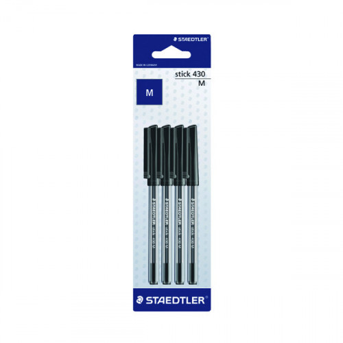 Staedtler Stick 430 Pen Medium Black (Pack of 40) 430 M9BK 4LA