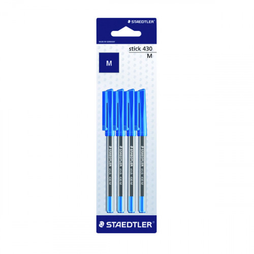 Staedtler Stick 430 Pen Medium Blue (Pack of 40) 430 M3BK 4LA