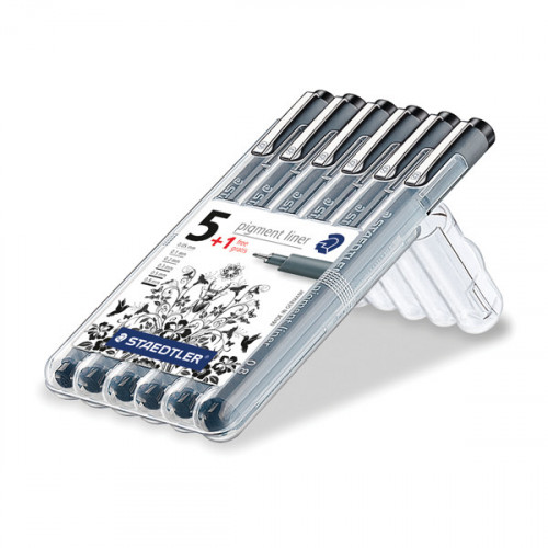 Staedtler Pigment Liner Assorted Width Black (Pack of 6) 308 SB6P1