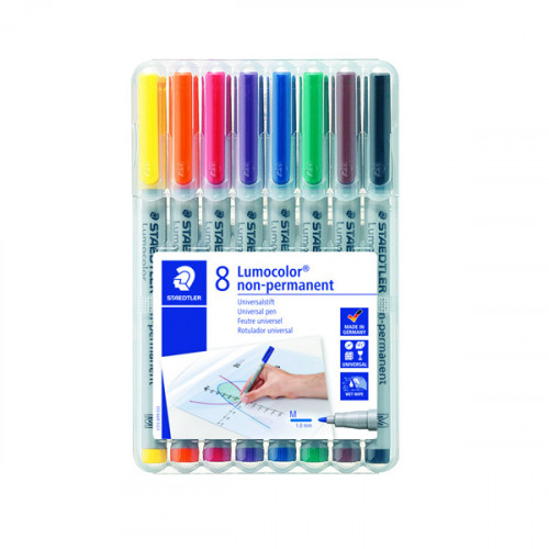 STAEDTLER LUMOCOLOUR MED TIP PK8