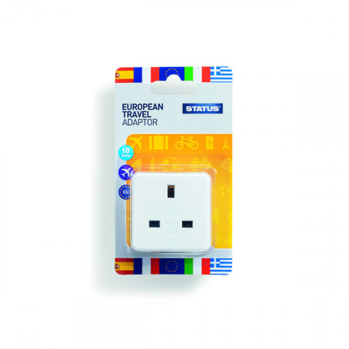 Status European Travel Adaptor Plug (Pack of 12) SEUROAB112
