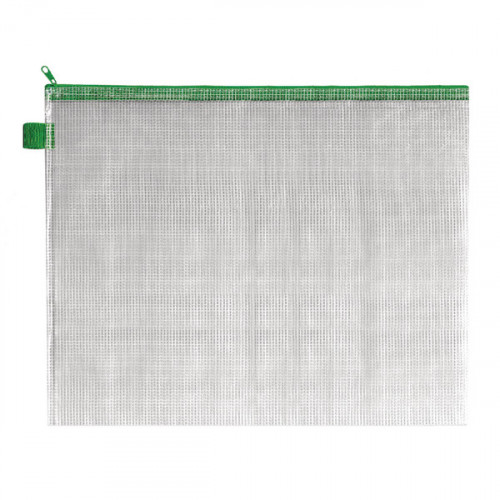 BDS Mesh Zip Bag 405x315mm Green (Pack of 5) ZIPPER GREEN