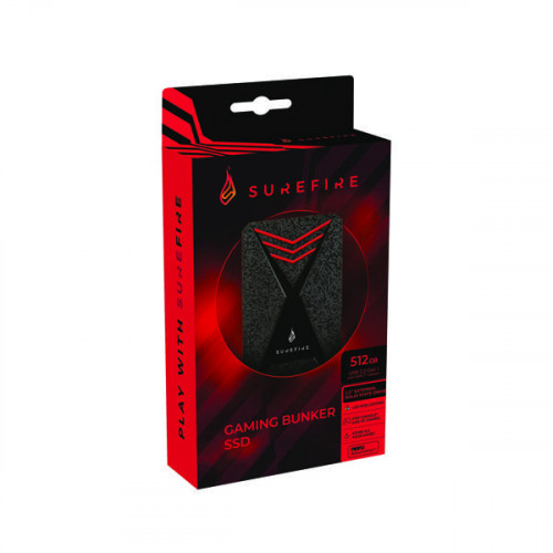 SureFire Bunker Gaming SSD USB 3.2 Gen 1 512GB Black 12+ Games 53683
