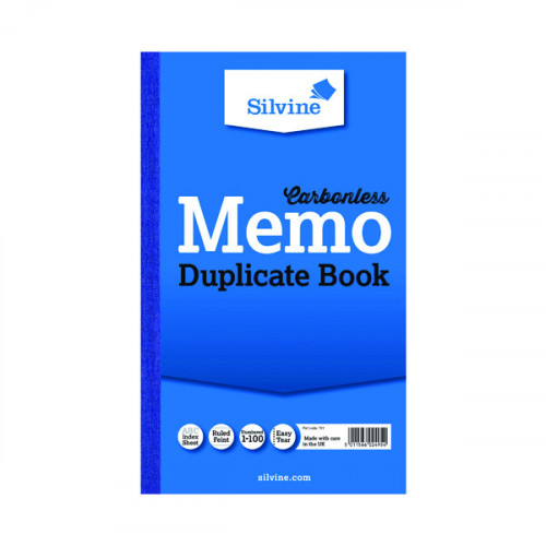 Silvine Carbonless Duplicate Memo Book 210x127mm (Pack of 6) 701-T