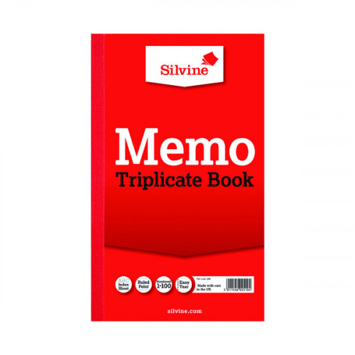 Silvine Triplicate Memo Book 210x127mm (Pack of 6) 605