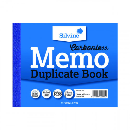 Silvine Carbonless Duplicate Memo Book 102x127mm (Pack of 12) 703-T