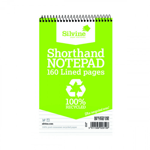 Silvine Everyday Recycled Shorthand Pad 127x203mm (Pack of 12) RE160-T
