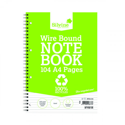 Silvine Everyday Recycled Wirebound Notebook A4 (Pack of 12) TWRE80