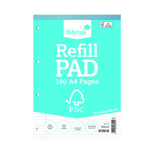 Silvine Envrion Ruled Refill Pad A4 160 Pages (Pack of 5) FSCRP80
