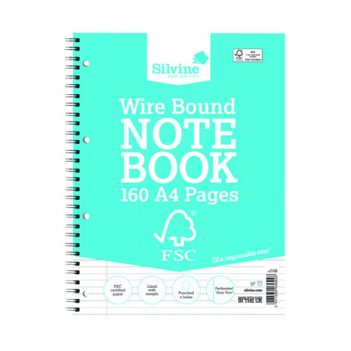 Silvine Envrio Wirebound Notebook A4 160 Pages (Pack of 5) FSCTW80