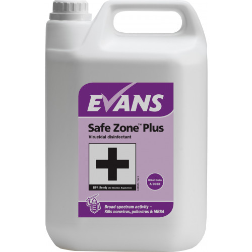Evans Safe Zone Plus Virucidal Disinfectant Cleaner (Unperfumed) per 5Ltr (A006EEV2)