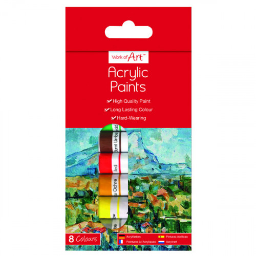 Work of Art Hard-Wearing Acrylic Paint Tubes Assorted (Pack of 12) TAL06742