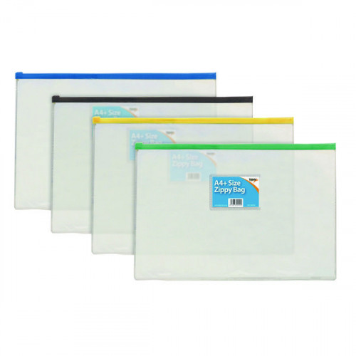 SUNDRY ZIP BAGS PLASTIC CLR A4 PK12