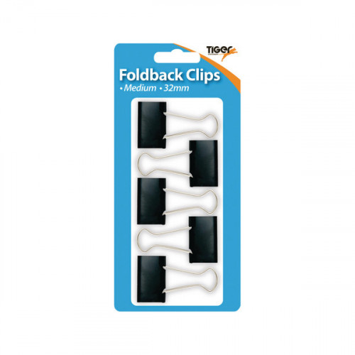 Tiger Medium Fold Back Clips (Pack of 60) 302005