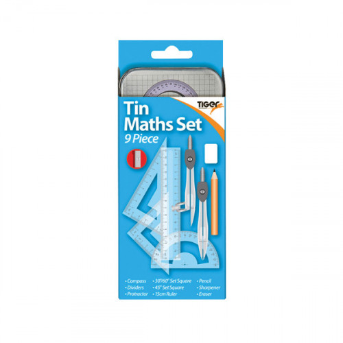 9 Piece Maths Set Tin (Pack of 12) 301467