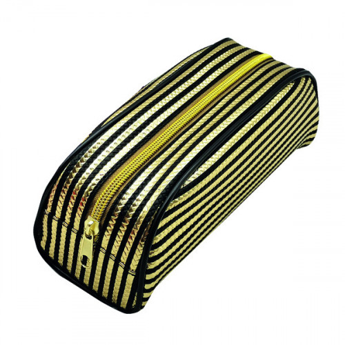 Metallic Striped Pencil Case Gold/Purple (Pack of 12) 302376