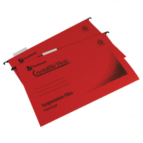 Rexel Crystalfile Flexi Standard Foolscap Red (Pack of 50) 3000042