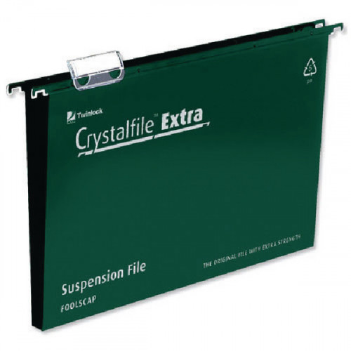 Rexel Crystalfile Extra 30mm Suspension File Green (Pack of 25) 70631