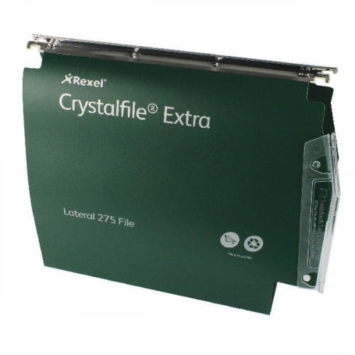 Rexel Crystalfile Extra 50mm Lateral File Green (Pack of 25) 71763