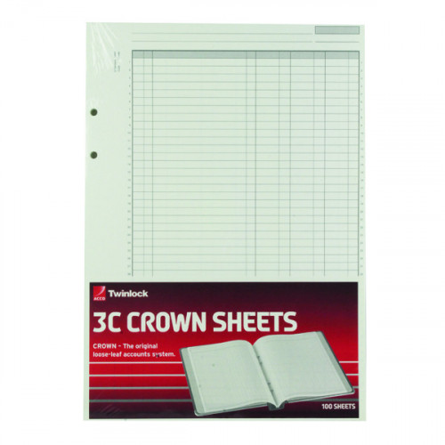 Rexel Crown 3C F9 Treble Cash Refill Sheets (Pack of 100) 75849