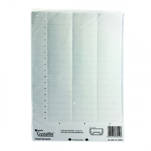 REXEL CRYSTALFILE INSERTS WHITE PK50