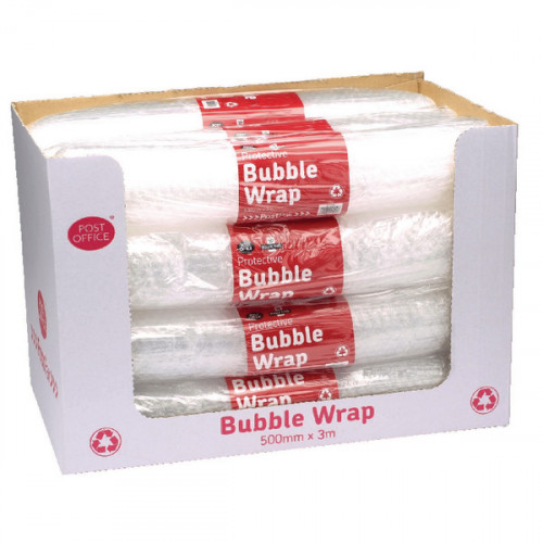 Post Office Postpak Clear Bubble Wrap 500mmx3m (Pack of 12) 37749