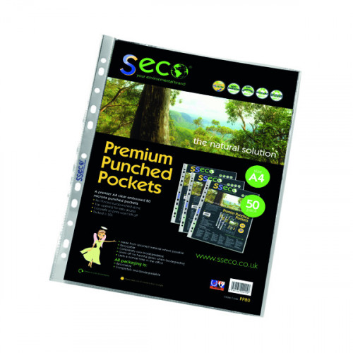 SS ECO PUNCHED POCKET 80MIC PK50