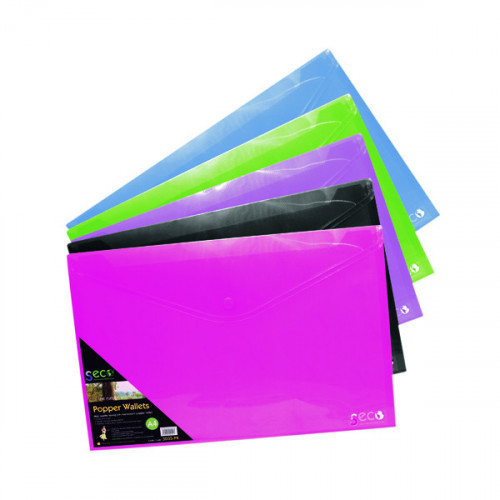 Stewart A4 Popper Wallet Landscape Assorted (Pack of 5) PPLSA4-AST