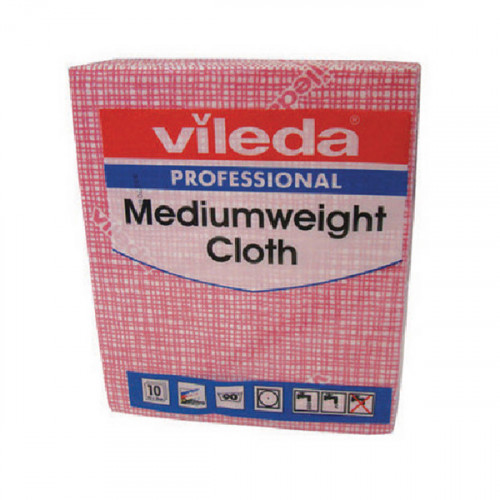 VILEDA MEDIUM WEIGHT CLOTH RED PK10