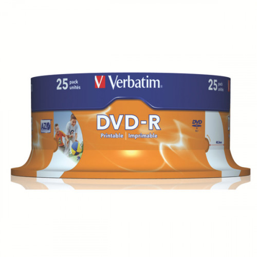 VERBATIM DVD-R 16X W PRNTBLE ID 25PK