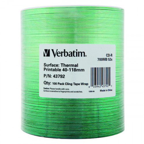 Verbatim CDR 700mb 52X Printable (Pack of 100) 43792