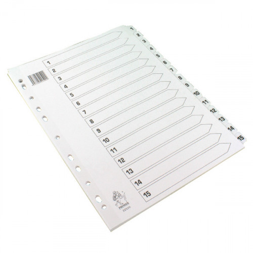 WHITE A4 1-15 MYLAR INDEX DIVIDERS