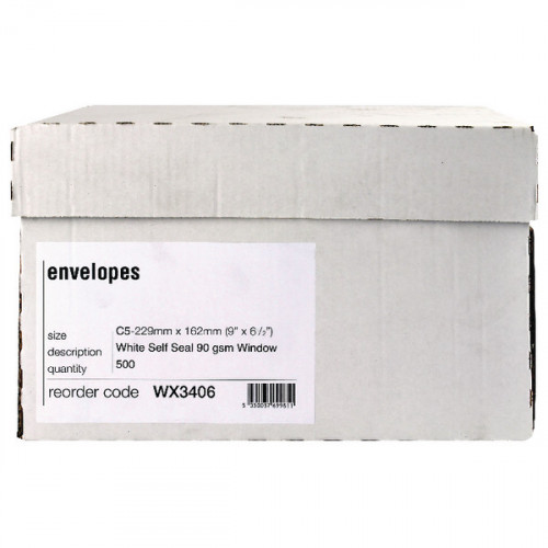 ENVELOPE C5 WDW SS WHITE BOXED PK500