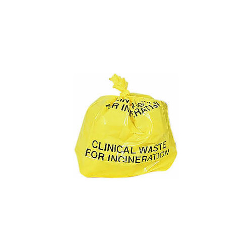 Yellow Clinical Waste Sacks Small, per Roll of 50 (CX50) - Available to order