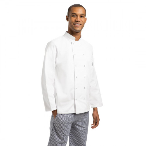 Vegas Chefs Jacket Long Sleeve White Polycotton - Size XS