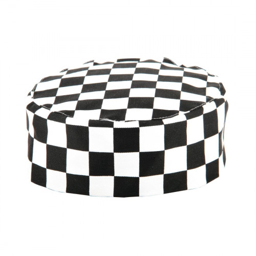 Skull Cap Big Black Check Polycotton - One Size