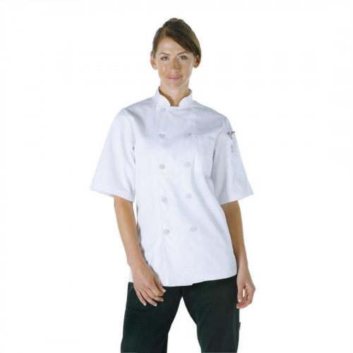 Chef Works Volnay Chefs Jacket Short Sleeve Polycotton - Size M