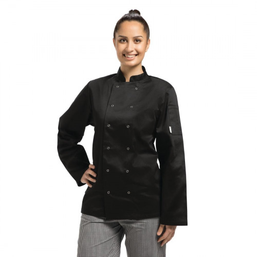 Vegas Chefs Jacket Long Sleeve Black Polycotton - Size XXL