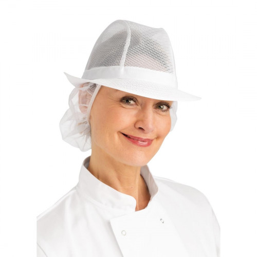 Trilby Hat White with Snood - Size S