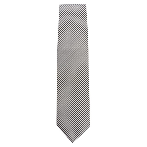 Uniform Works Tie Silver Black Fine Stripe
